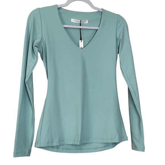 Susana Monaco Breathe Blue V-Neck Long Sleeve Top Pullover NWT Size Small - Picture 2 of 9